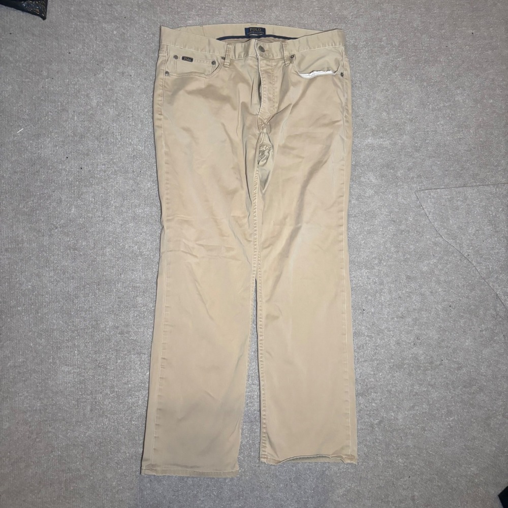 Polo Ralph Lauren Mens Tan Khaki Straight Leg Five Pocket Chino Pants 35x30